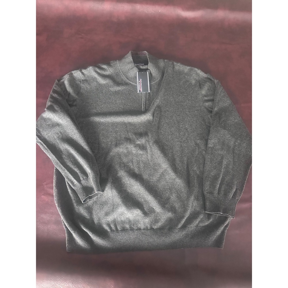 Roundtree & Yorke Mens XXL Charcoal Gray Heather Quarter Zip Pullover Sweater
